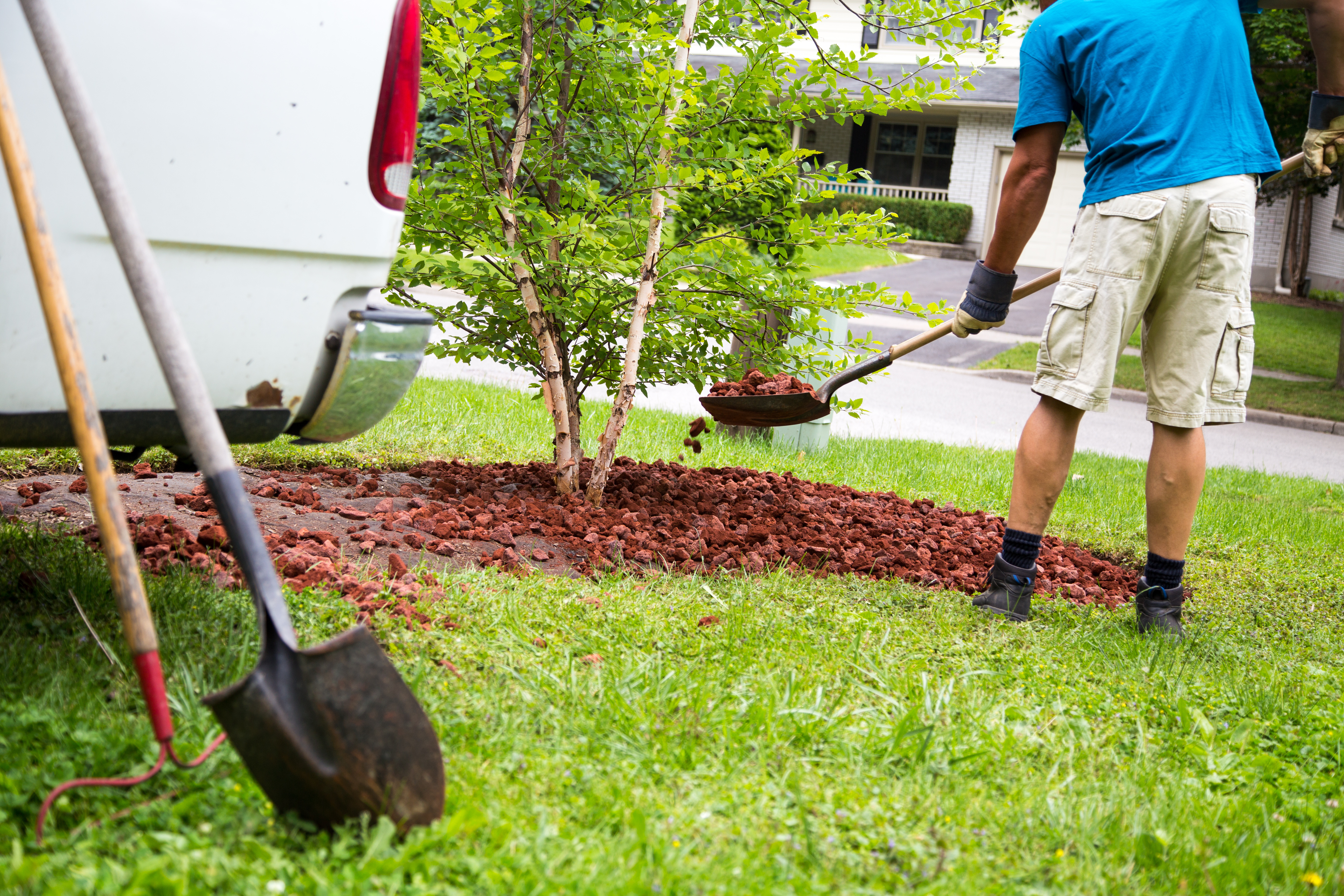 Local tradie landscaper at work