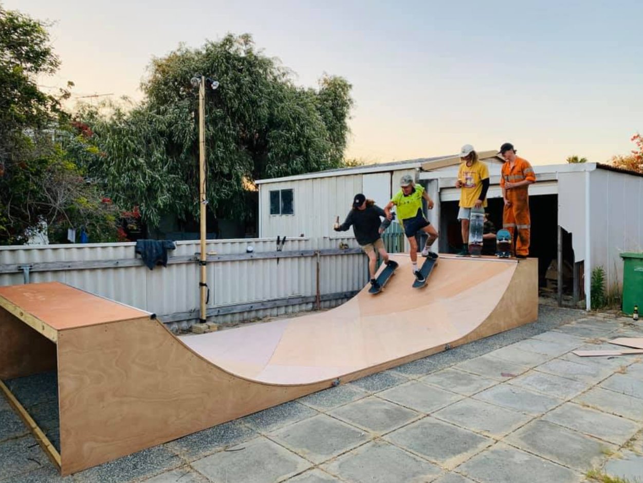 Finished half-pipe being enjoyed by customers